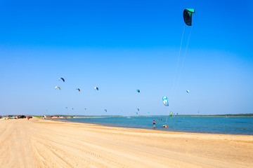 Kitesurfers at Kalpitiya beach