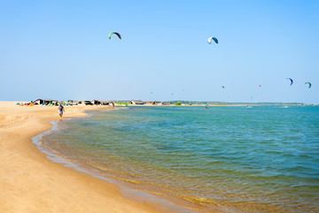 Kitesurfers at Kalpitiya beach