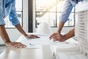 Construction concept of Engineer or architect meeting for project working with partner and...