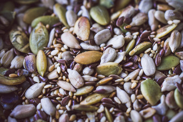 background of various seeds and nuts