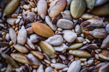background of various seeds and nuts