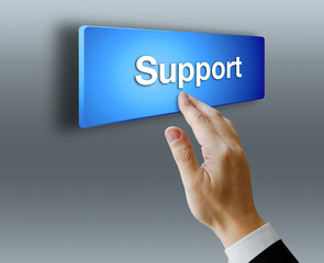 Naklejka premium ボタンを押すビジネスマン（サポート）