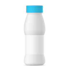 Vector realistic yogurt bottle with blue cap