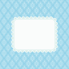 Invitation card with blank space for text on blue damask background. Vector illustration