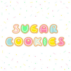 Vector illustration of pastel cookies in form of letters forming the words