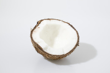 Fresh coconut fruit in a white background