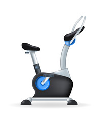 Real 3d Stationary Biclycle on White Background . Isolated Element