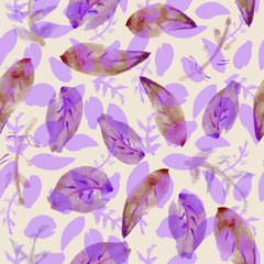 Fototapeta na wymiar Watercolor floral pattern, delicate flowers. Seamless summer print for fabric, textile, wrapping, wallpaper, background. Vintage botanical set. Wedding, holiday, birthday. Bright botanical colllection