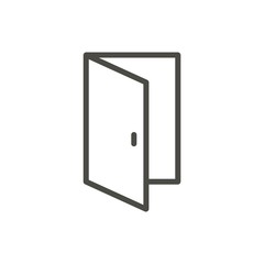 Open door icon vector. Outline entry. Line door symbol.