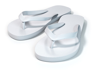 White flip flops isolated on white background.
