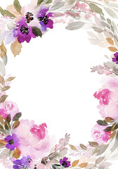 Greeting card with watercolor flowers handmade.