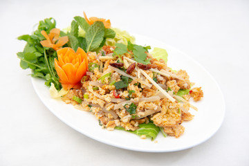 Yam Naem Khao Thot - Spicy Salad with fermented pork, vegetable and rice