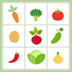 Vector set of cartoon vegetables isolated on white background