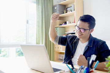 Portrait of Asian Man Isolated and Background With Gesture Sign