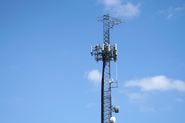 close up on antenna on communication towers