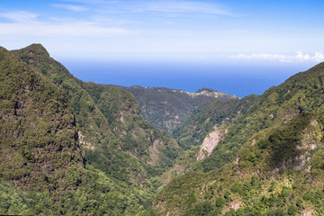 Fototapeta na wymiar Panorama view of mountain rainforest, Madeira, Portugal