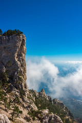 Fototapeta na wymiar The south coast of Crimea. View to the top of Ai-Petri mountain, Crimea 