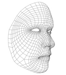 Wire-frame abstract human face