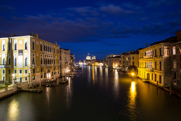 Canal Grande at night, Venice, Italy.