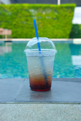 Cold summer drink the edge of a pool