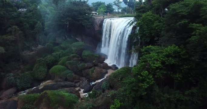 AERIAL 4K : shot of Elephant Falls , Da Lat, Vietnam