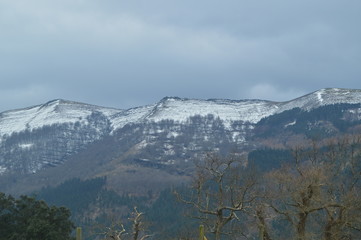 Snowy Mountains Of The Gorbeia National Park Views From Urigoiti. Nature Mountains Landscapes. March 26, 2018. Gorbeia Natural Park. Urigoiti Basque Country. Spain.