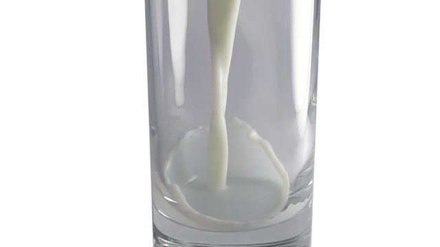 Milk pouring into glass in slow motion