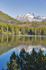 Strbske Lake landscape in Slovakia.