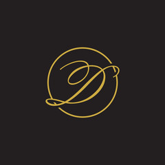 initial letter logo script circle gold