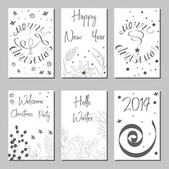 New Year and Merry Christmas decoration set.