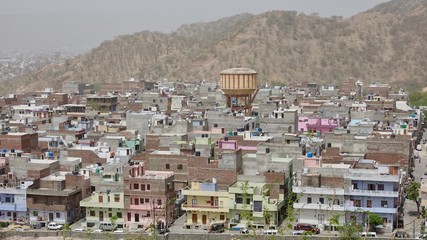 Blick vom Gebirge auf Jaipur in Rajasthan, Indien