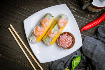 Fresh Spring Roll with shrimps, Vietnamese Food