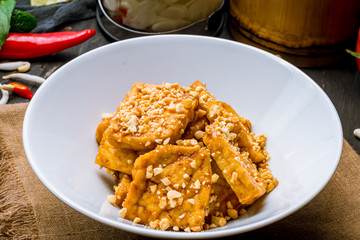 fried tofu on plate