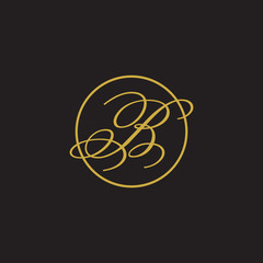 initial letter logo script circle gold