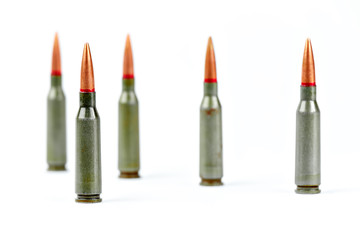 Armory ammunition close-up isolated on white background