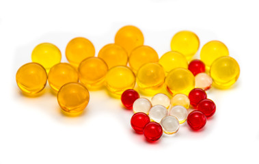 Capsule pills containing the drug, fish oil