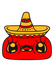 mustache schnurrbart mexiko sombrero hut mütze südamerika süß niedlich gesicht grinsen lustig cool comic cartoon clipart