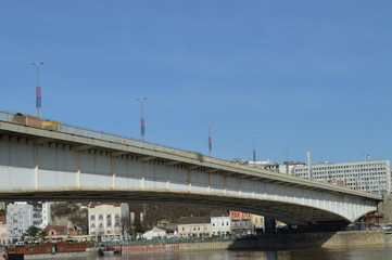 River and bridge in big city
