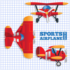 Scheme of a sports aircraft. Biplane. Vector illustration. © caryblade