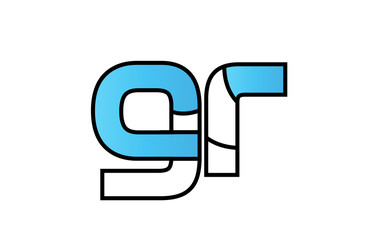 black blue alphabet letter gr g r logo company icon design