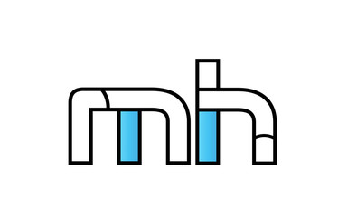 black blue alphabet letter mh m h logo company icon design