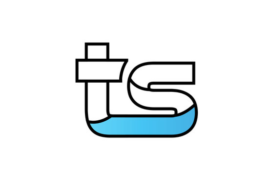 black blue alphabet letter ts t s logo company icon design