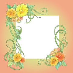 Floral ornament in Art-Nouveau style, spring motifs