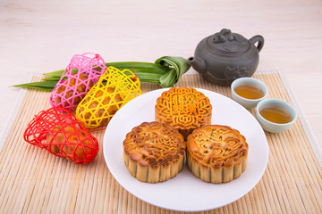 Variety of mooncakes for Chinese mid-autumn festival celebration
