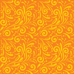 Bright orange seamless ornamental pattern for design