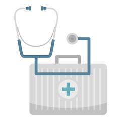 Stethoscope and kit icon. Flat illustration of stethoscope and kit vector icon for web