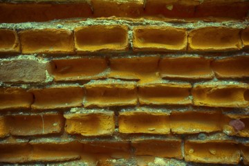 Old ultra orange brick wall, stone background or rock surface - good for web site or mobile devices
