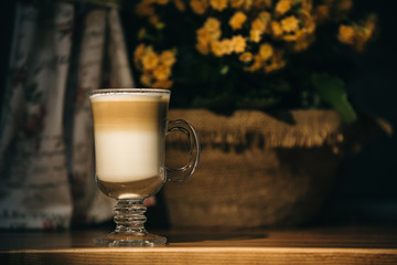 cup of latte or cappuccino coffee