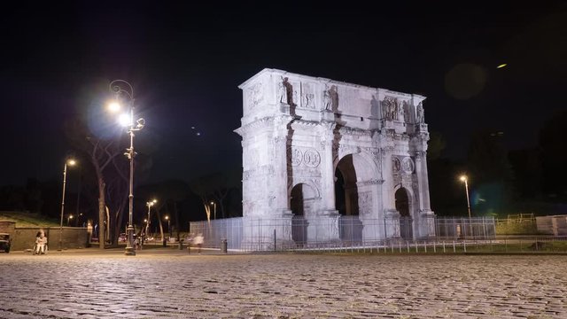 Night timelapse at the Arch of Constantine