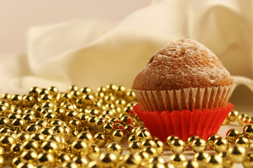 Christmas cupcakes, beautiful holiday background. Selective focus